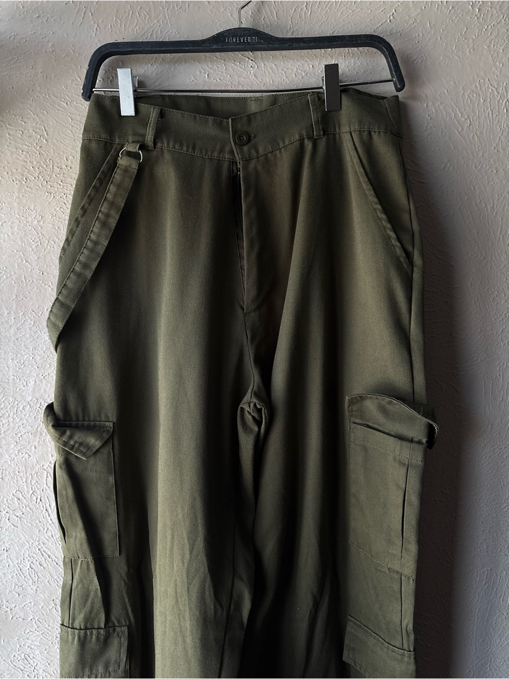 Olive Cargo Trousers with Utility Straps